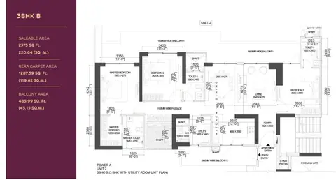 Adani The Marq 3BHK floor plan