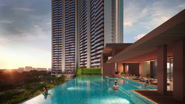 Adani The Marq — pool deck at sunset