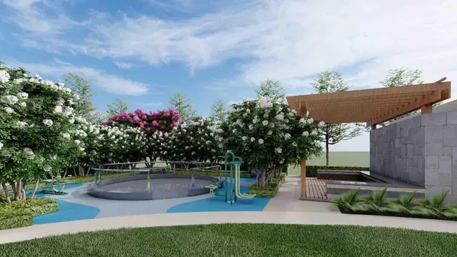 Adani Tatva Estates — landscaped garden with pergola render