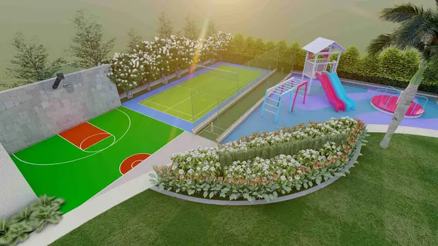 Adani Tatva Estates — sports courts and play area render