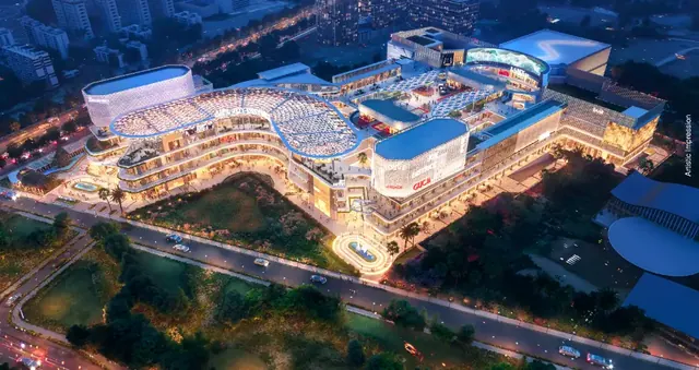 AIPL Joy District — aerial view at night