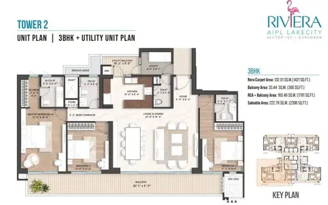 AIPL Riviera 3BHK+SQ floor plan