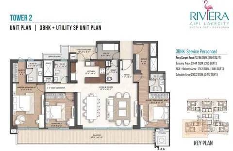 AIPL Riviera 3BHK+SQ floor plan