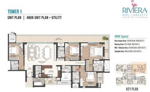 AIPL Riviera 4BHK+SRV floor plan