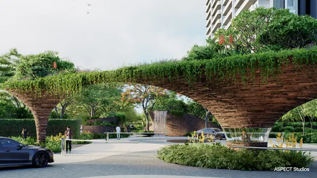 AIPL Riviera — landscaped arch entrance