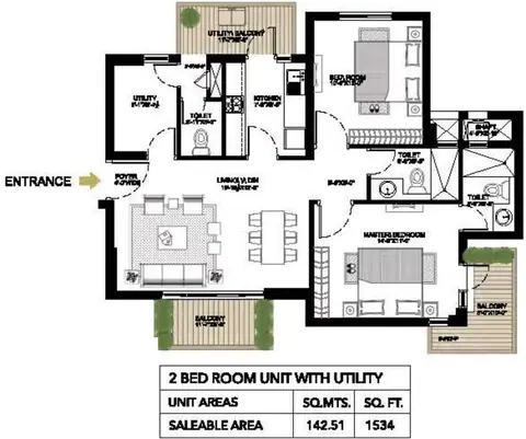 Alpha Gurgaon One 2 BHK floor plan