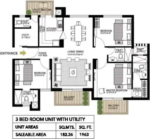 Alpha Gurgaon One 3 BHK floor plan