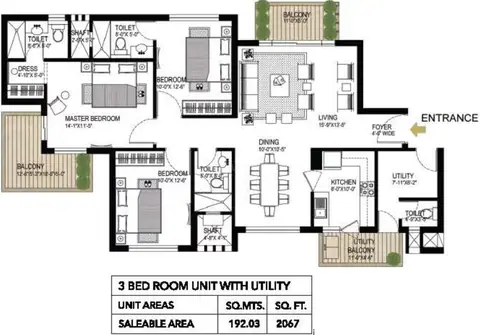 Alpha Gurgaon One 3 BHK floor plan