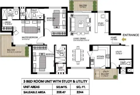 Alpha Gurgaon One 3 BHK floor plan