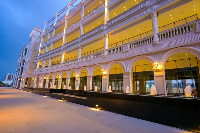 AMB Selfie Street — arcade frontage at dusk