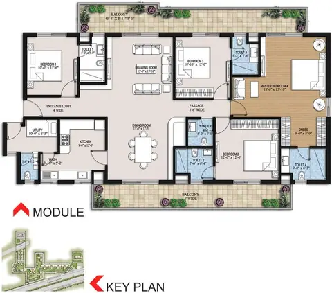 Ansal Heights 86 4 BHK+4T+SQ floor plan