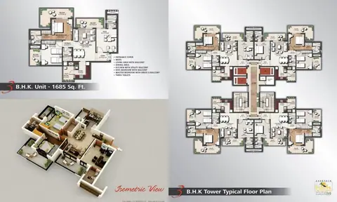 Assotech Blith 3 BHK + 3T floor plan