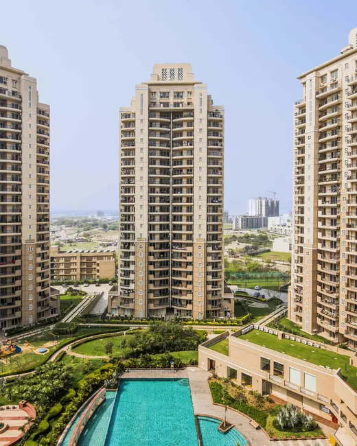 ATS Kocoon Gurgaon — towers with swimming pool and landscaped deck (real photo)