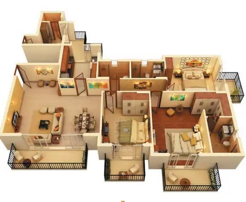 ATS Marigold 3 BHK + Lounge + Utility floor plan