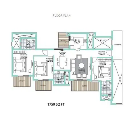 ATS Tourmaline 3 BHK floor plan