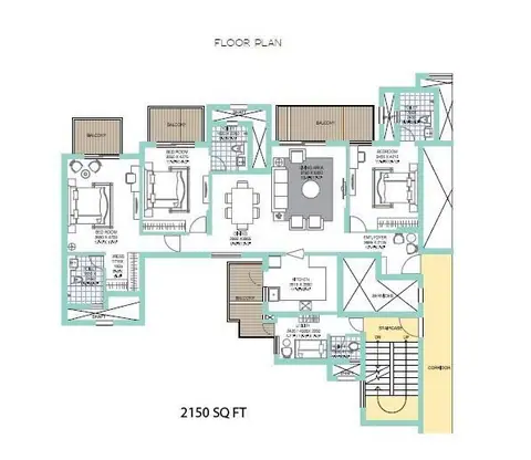 ATS Tourmaline 3 BHK + SQ floor plan