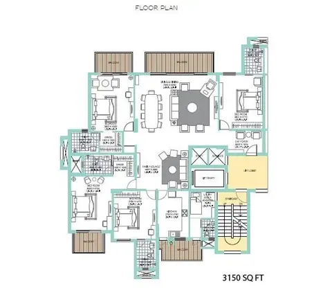 ATS Tourmaline 4 BHK + Family Lounge + SQ floor plan