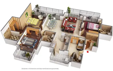ATS Triumph 3 BHK + 3T + SQ floor plan