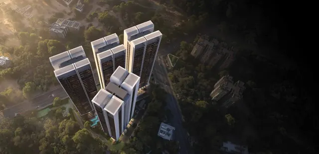 Aura The Aerth — Aerial view of the towers (render)