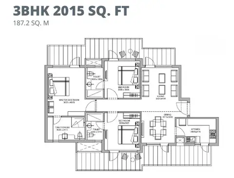 Bestech Altura 3BHK floor plan