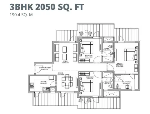Bestech Altura 3BHK floor plan