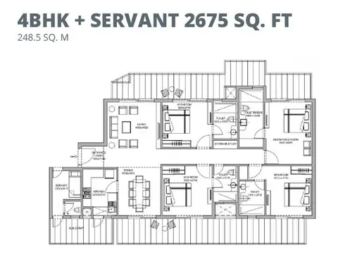 Bestech Altura 4BHK+SQ floor plan
