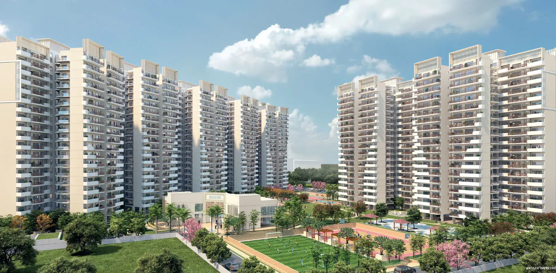 Bestech Altura — exterior towers with landscaped greens