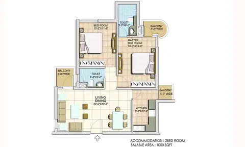 BPTP Spacio 2 BHK floor plan
