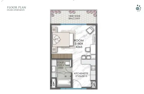 Central Park Delphine Studio Apartment floor plan
