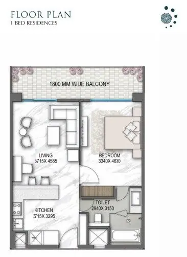 Central Park Delphine 1BHK floor plan