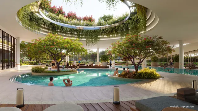 Conscient Elaira Residences — podium pool and courtyard