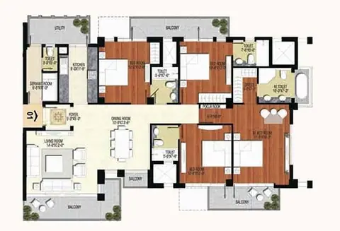Conscient Heritage Max 4 BHK + SRV floor plan