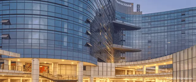 Conscient One Gurgaon — glass facade and atrium