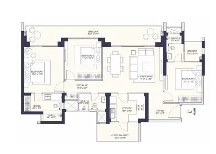 Conscient Parq 3 BHK floor plan