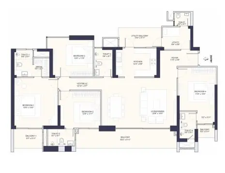 Conscient Parq 4 BHK + UT floor plan