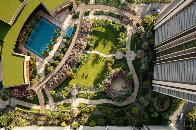 Conscient Parq — podium birdseye with pool
