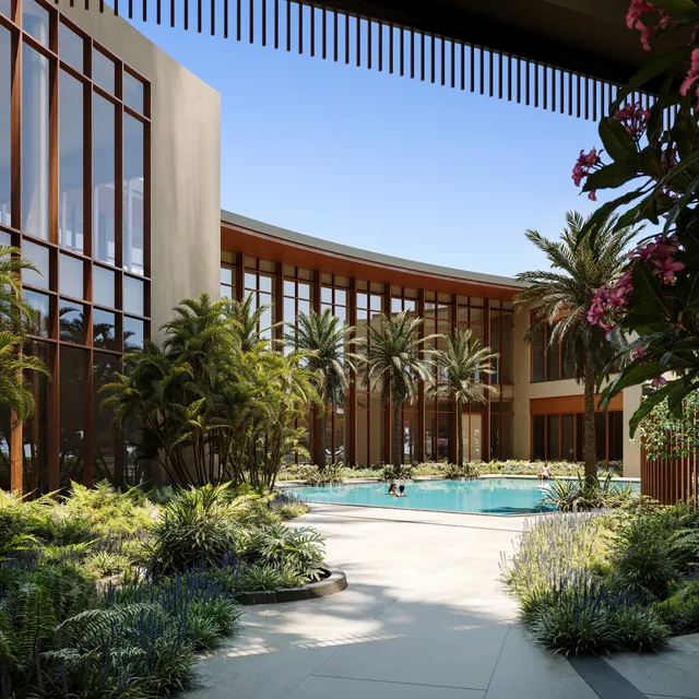 Conscient Parq — clubhouse courtyard and pool