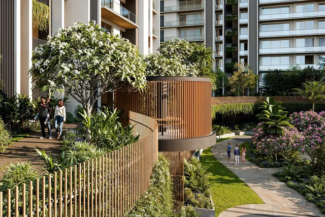 Conscient Parq — landscaped podium walkway