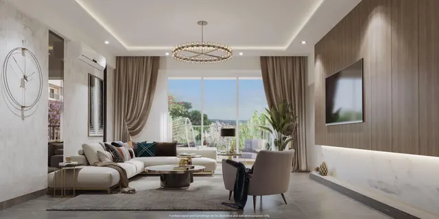 DLF Garden City Enclave — living room (render)