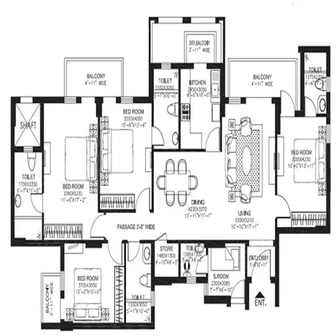 DLF New Town Heights 4 BHK + 4T floor plan
