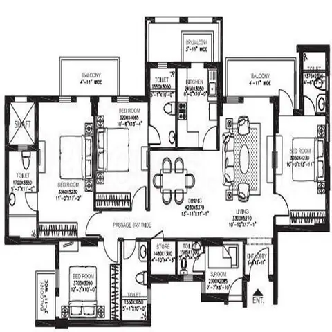 DLF New Town Heights 4 BHK + 4T floor plan