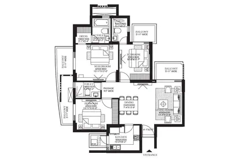 DLF The Primus 3BR + 3T floor plan