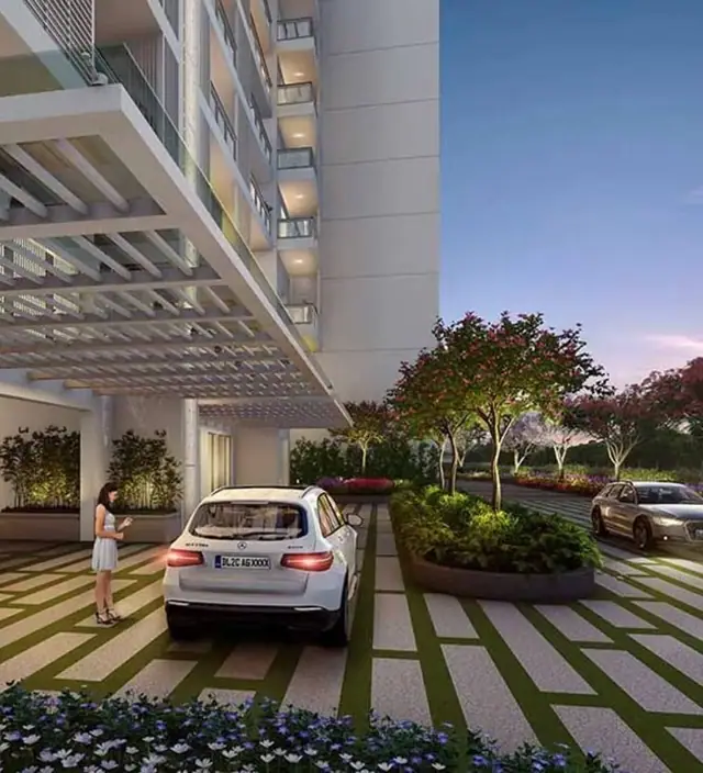 DLF Privana South entrance driveway render