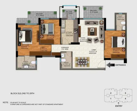DLF Regal Gardens 3BHK floor plan