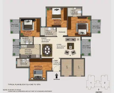DLF Regal Gardens 4BHK Deluxe + Family Lounge floor plan