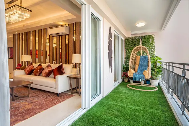 DLF Sky Court — living room and balcony