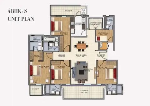 DLF The Ultima 4BHK+ S floor plan