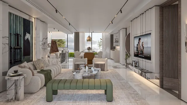 Elan The Emperor — living and dining interior render
