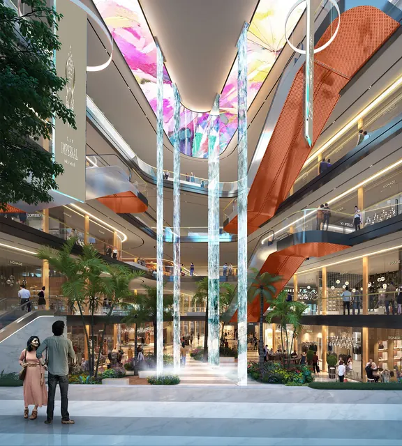 Elan Imperial — Atrium interior with feature ceiling (render)