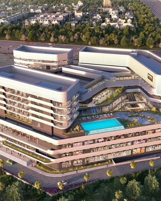 Elan The Mark — Aerial view of the development on the expressway, render (portal-sourced)